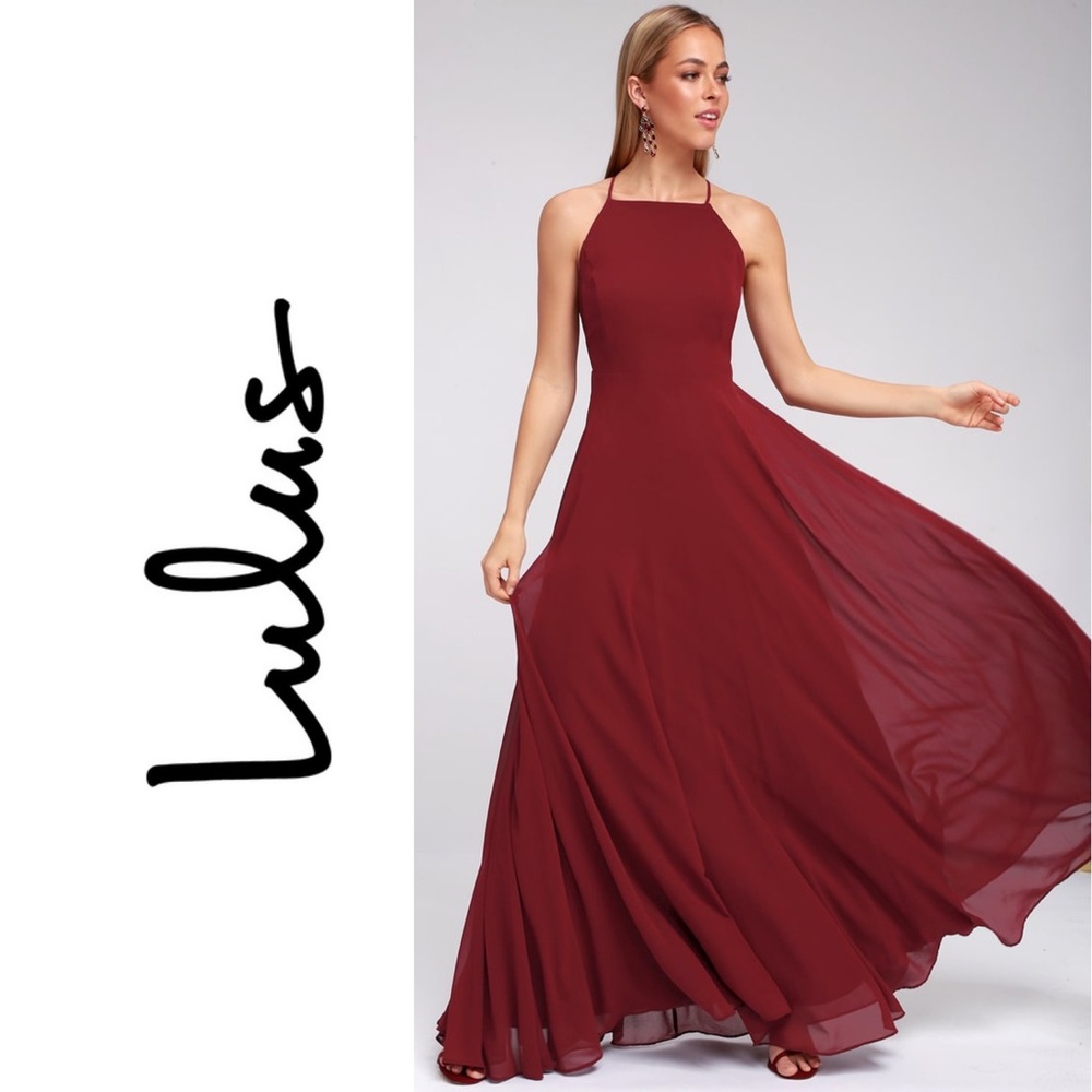 NEW! ❤️ | Lulu’s Mythical Kind of Love Burgundy Maxi Dress